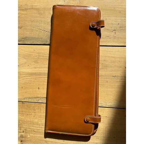 Vintage Men's Neck Tie Holder. Tan genuine Cow Hide. Travel Case. Snap Closure. - Picture 1 of 7